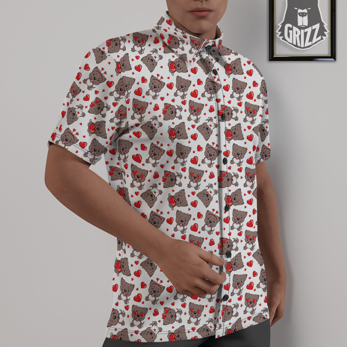 Emoji Cute Dog Print Pattern Untucked Shirts-grizzshop