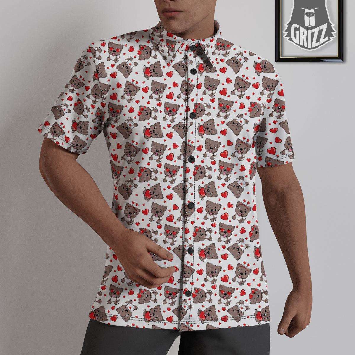 Emoji Cute Dog Print Pattern Untucked Shirts-grizzshop