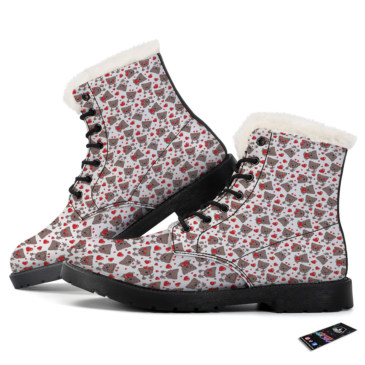 Emoji Cute Dog Print Pattern Winter Boots-grizzshop