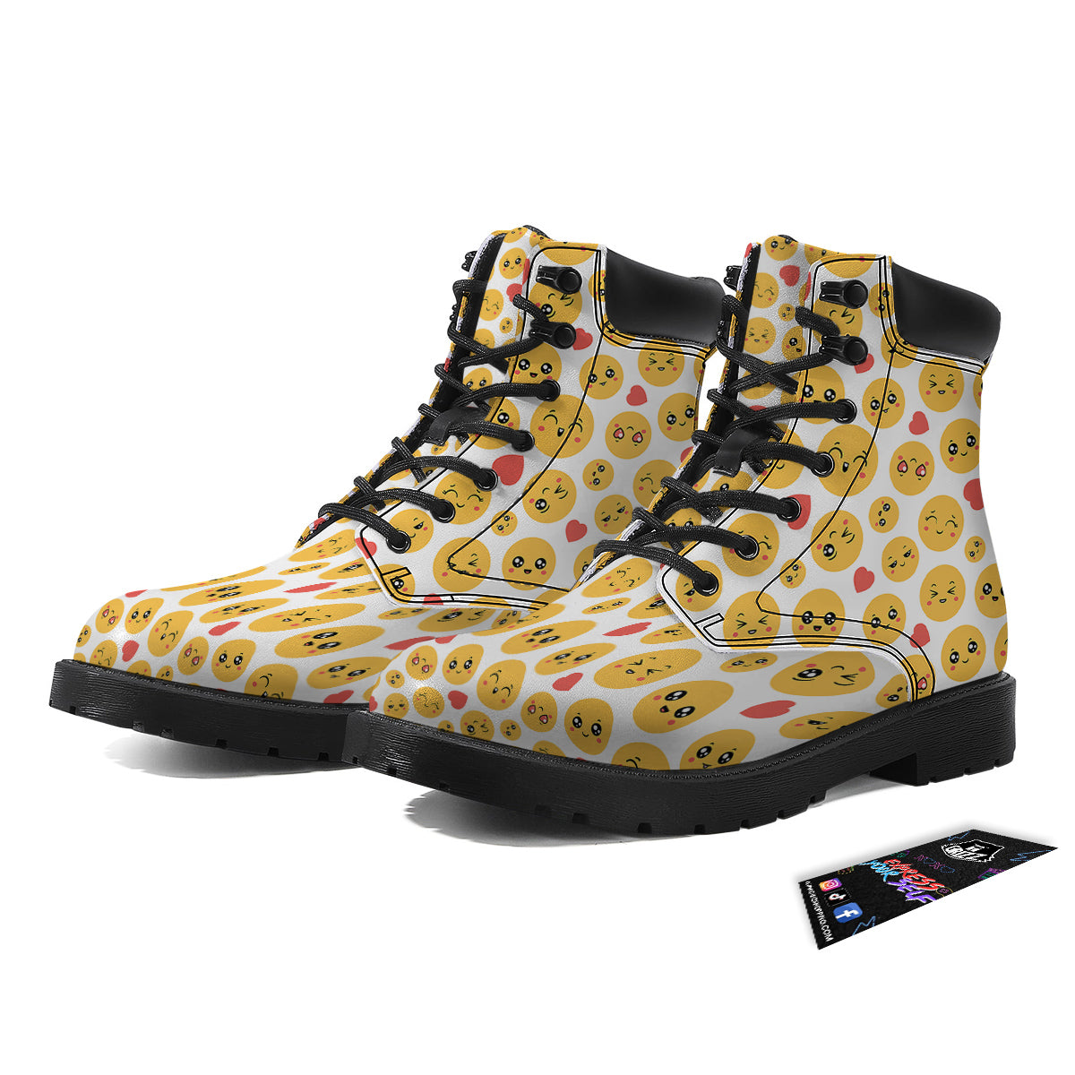 Emoji Cute Print Pattern Boots-grizzshop