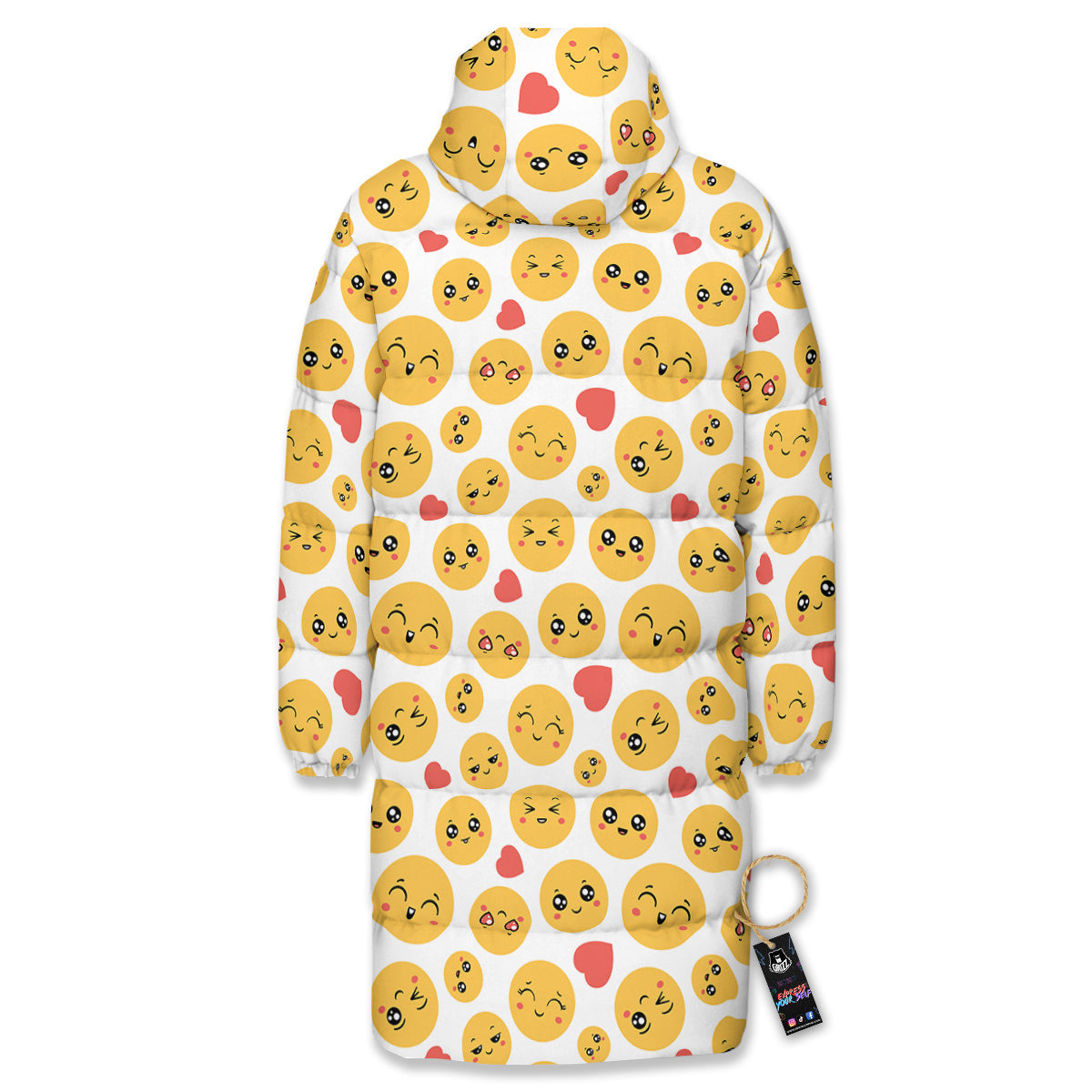 Emoji Cute Print Pattern Long Down Jacket-grizzshop