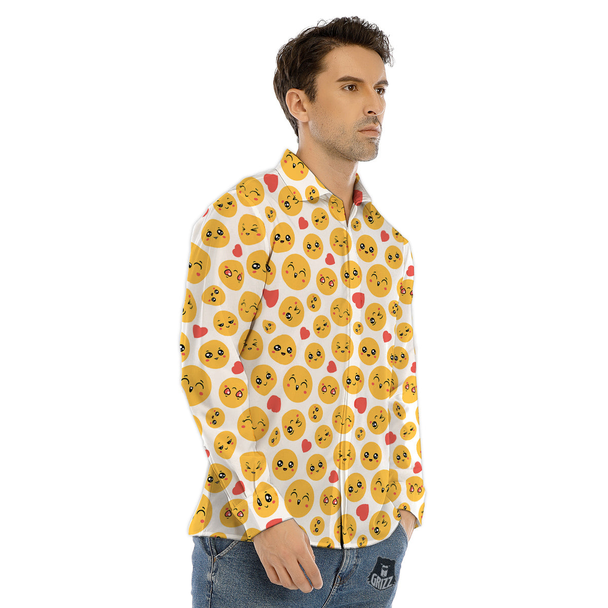 Emoji Cute Print Pattern Men's Dress Shirts-grizzshop