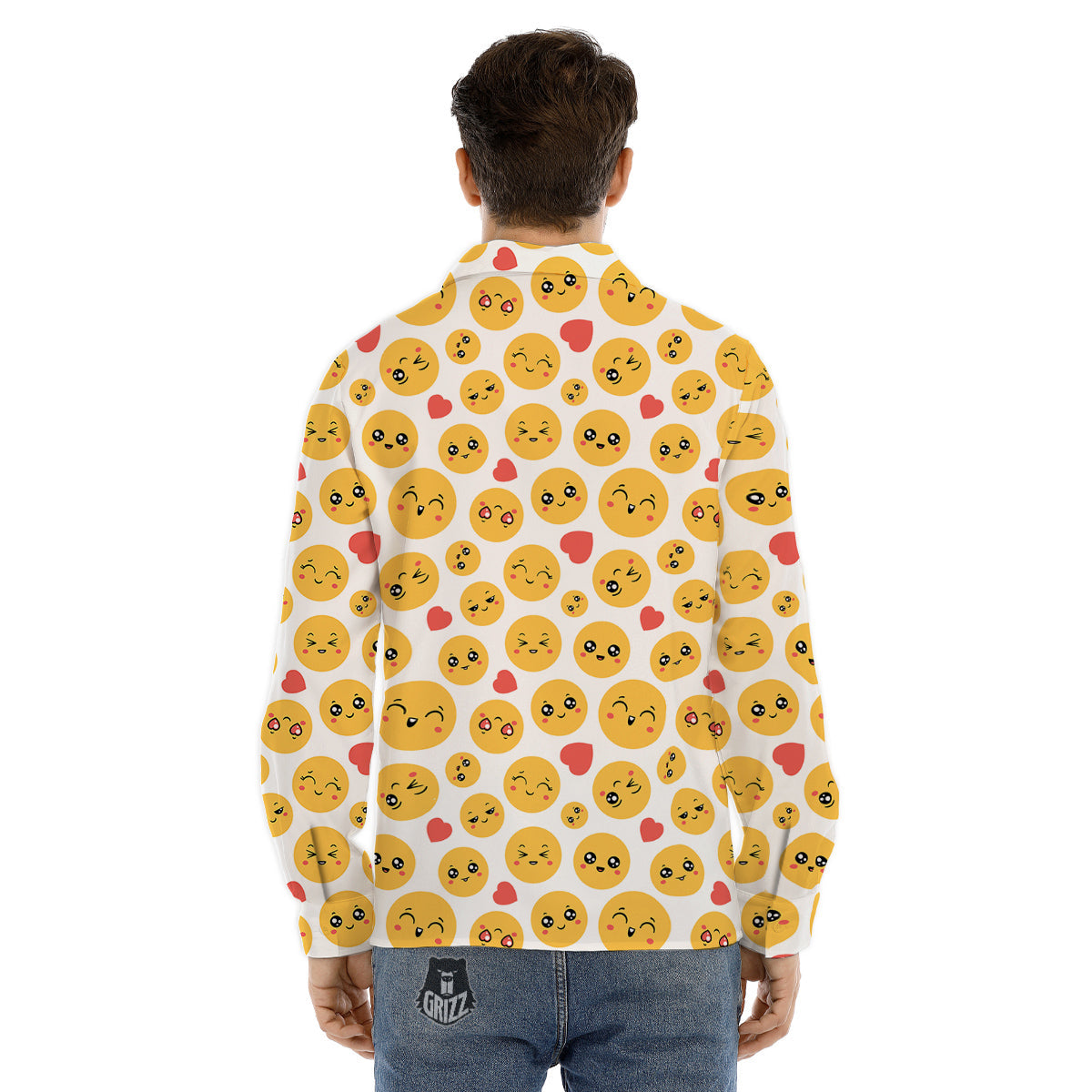 Emoji Cute Print Pattern Men's Dress Shirts-grizzshop