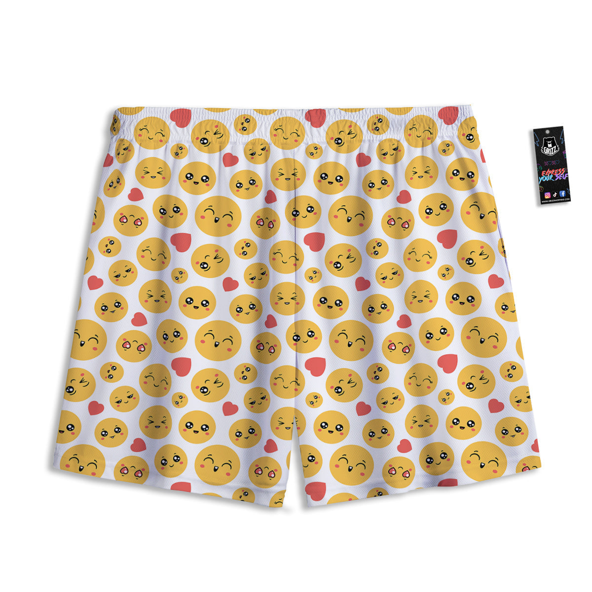 Emoji Cute Print Pattern Mesh Shorts