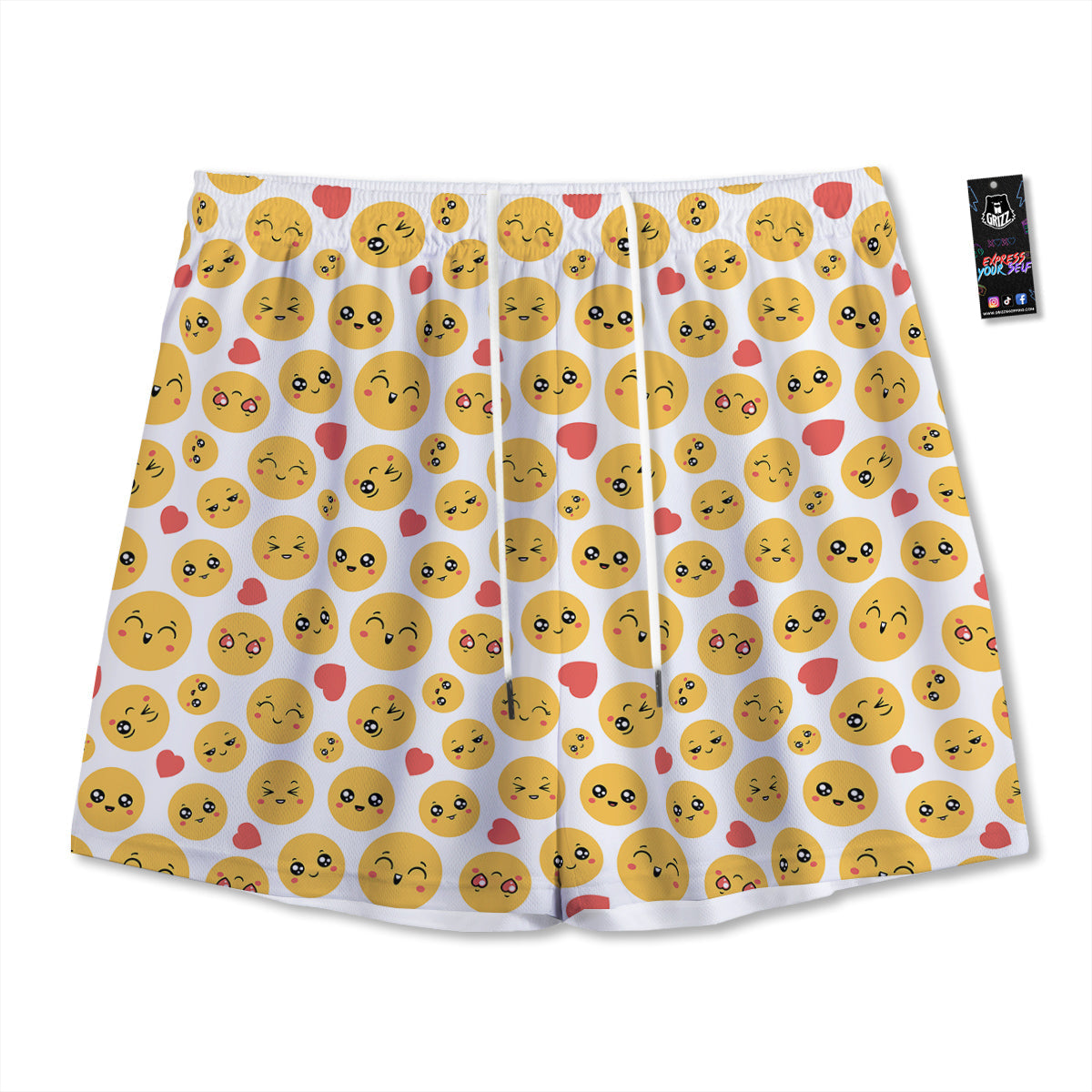 Emoji Cute Print Pattern Mesh Shorts