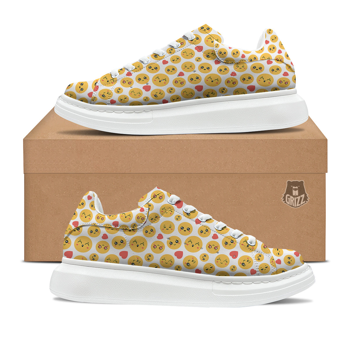 Emoji Cute Print Pattern Platform Shoes-grizzshop