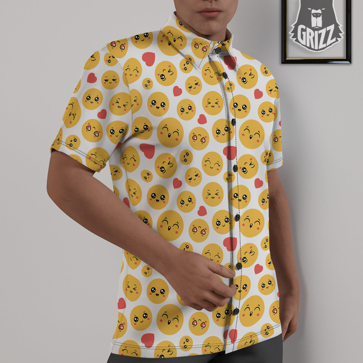 Emoji Cute Print Pattern Untucked Shirts-grizzshop