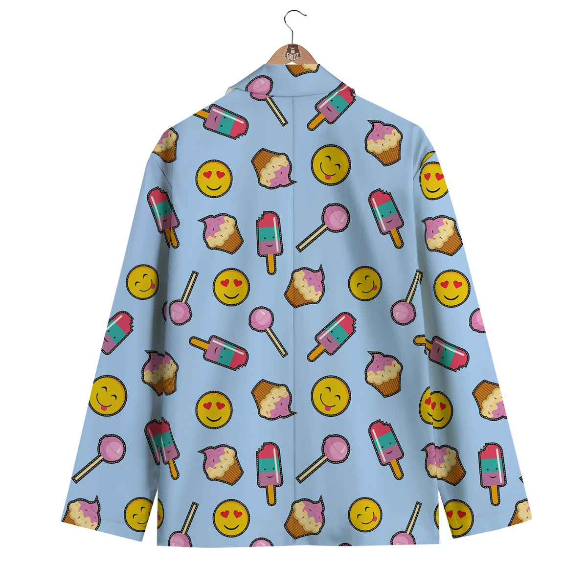 Emoji Dessert Pattern Print Men's Blazer-grizzshop