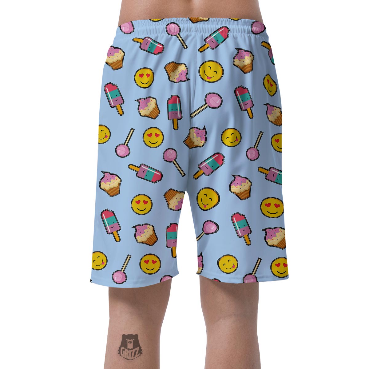 Emoji Dessert Pattern Print Men's Shorts-grizzshop