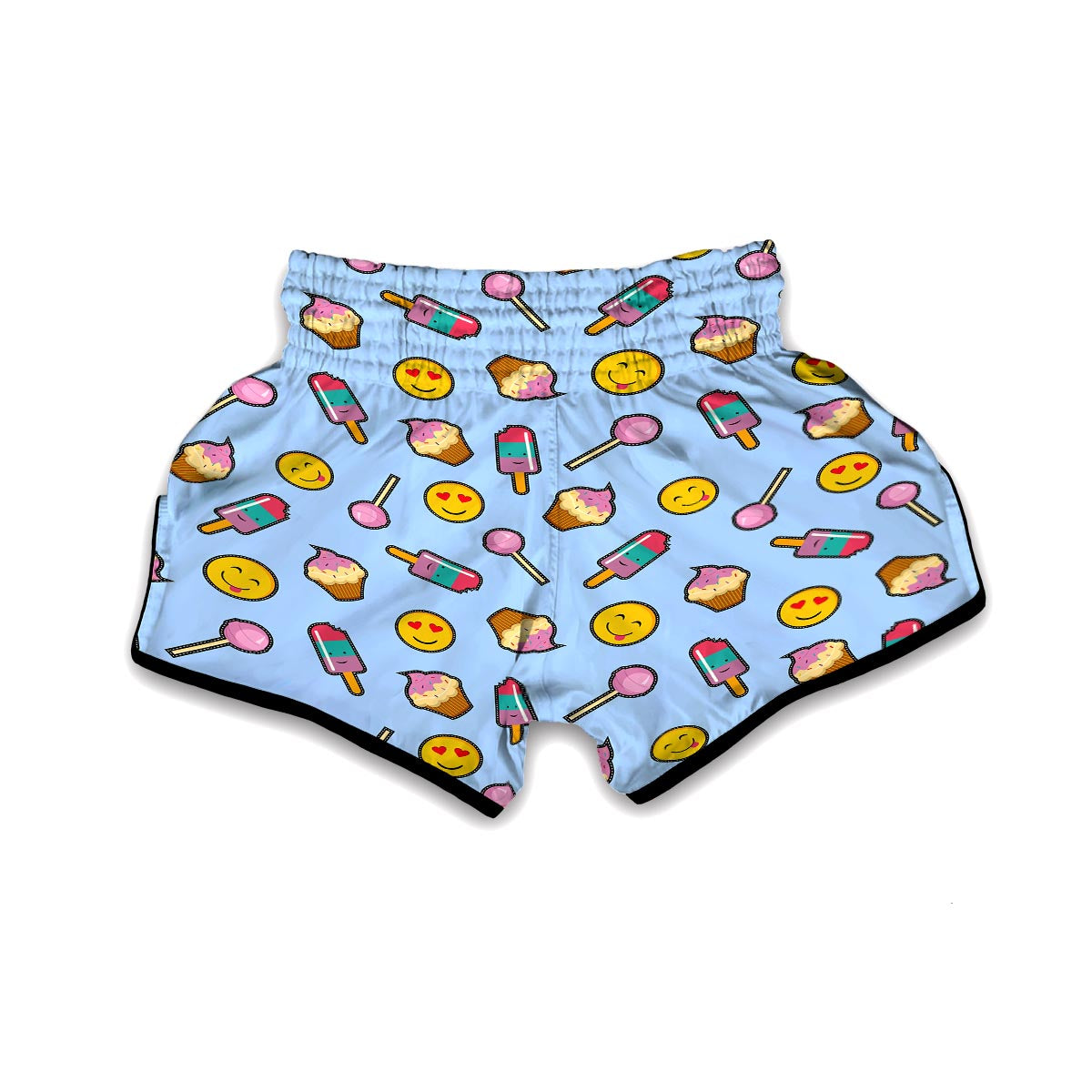 Emoji Dessert Pattern Print Muay Thai Boxing Shorts-grizzshop