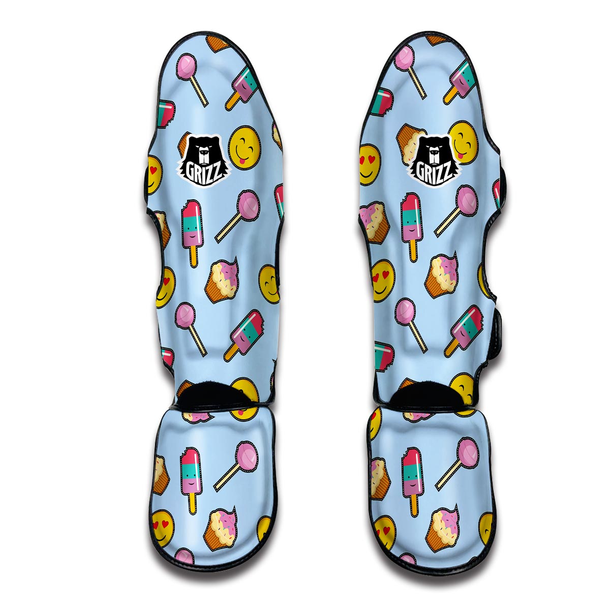 Emoji Dessert Pattern Print Muay Thai Shin Guards-grizzshop