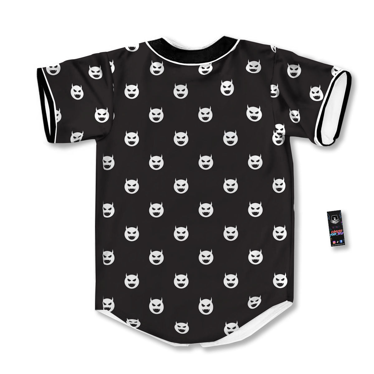 Emoji Devil Print Pattern Baseball Jersey-grizzshop