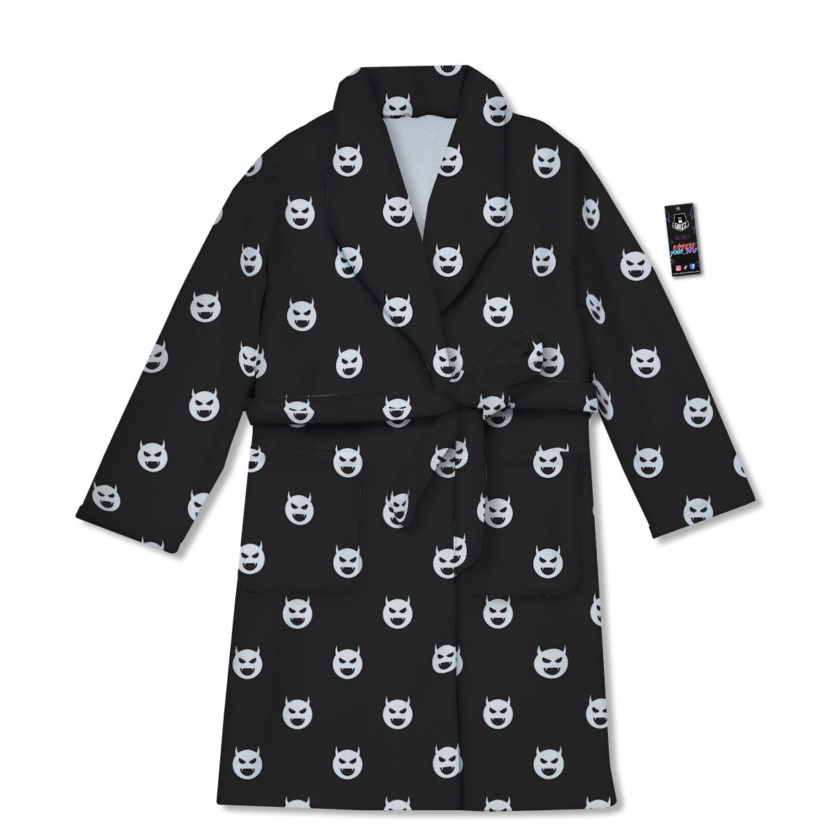 Emoji Devil Print Pattern Bathrobe-grizzshop