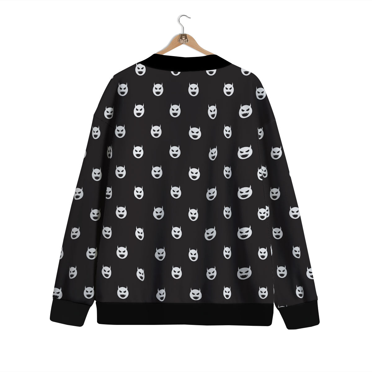 Emoji Devil Print Pattern Cardigan-grizzshop