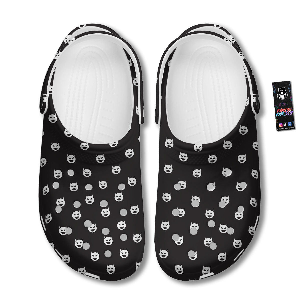 Emoji Devil Print Pattern Clog-grizzshop
