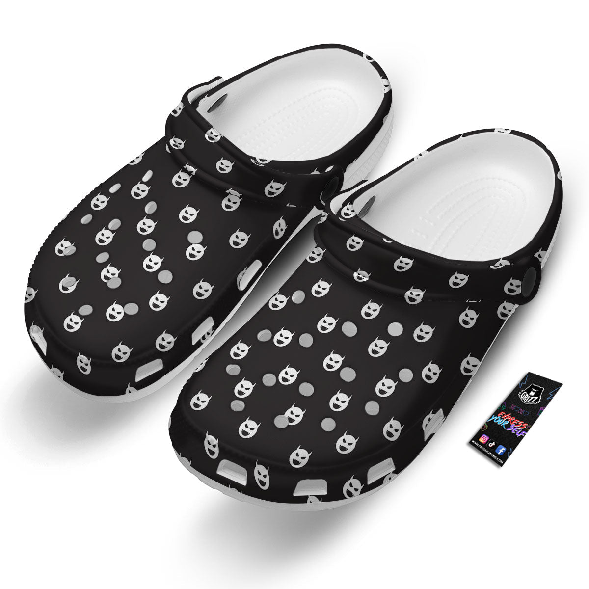 Emoji Devil Print Pattern Clog-grizzshop