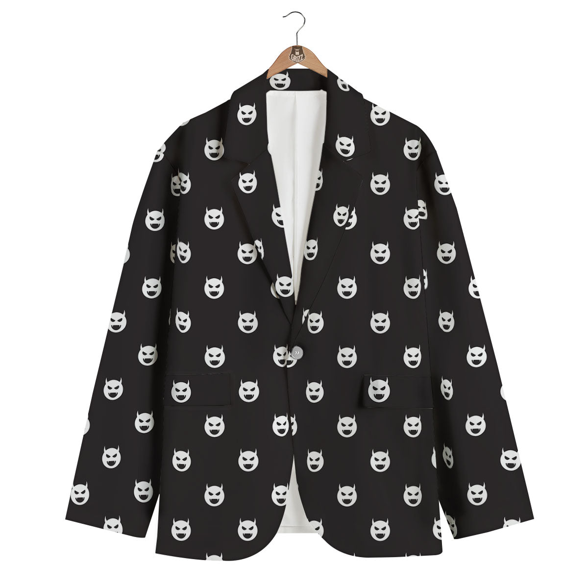 Emoji Devil Print Pattern Men's Blazer-grizzshop