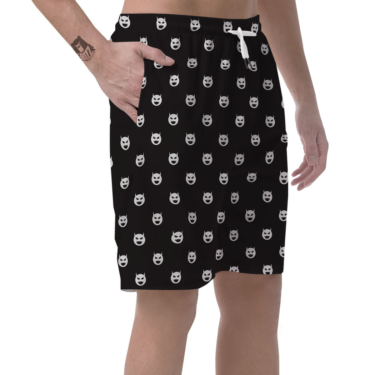 Emoji Devil Print Pattern Men's Shorts-grizzshop