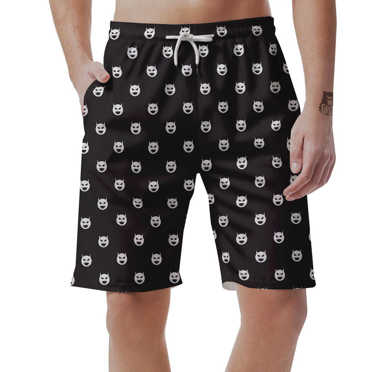 Emoji Devil Print Pattern Men's Shorts-grizzshop