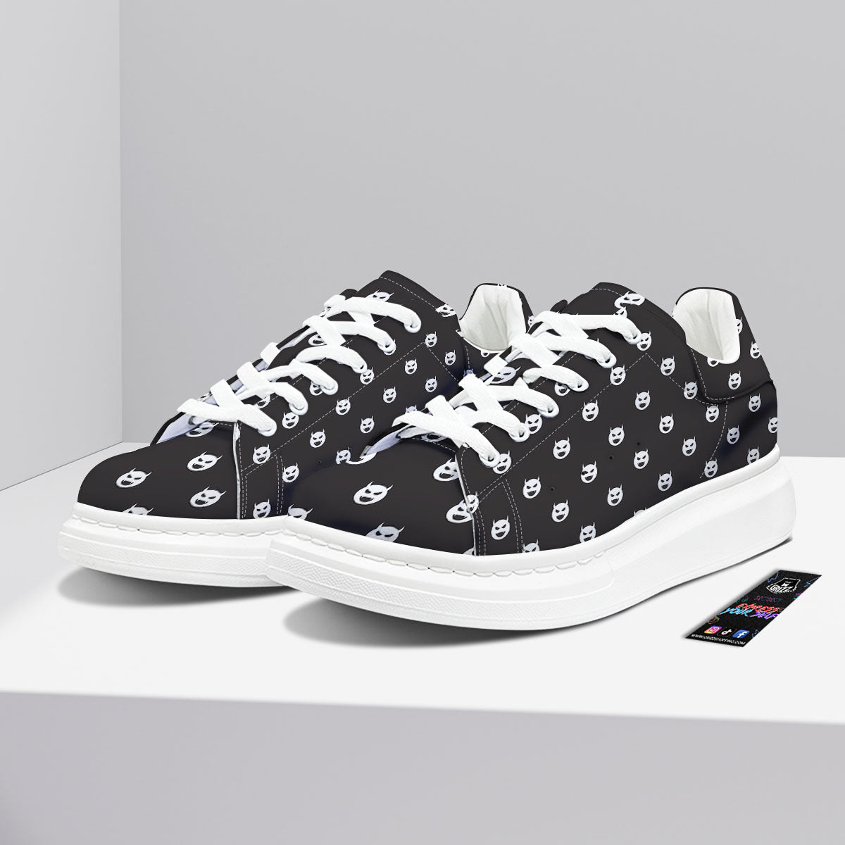 Emoji Devil Print Pattern Platform Shoes-grizzshop