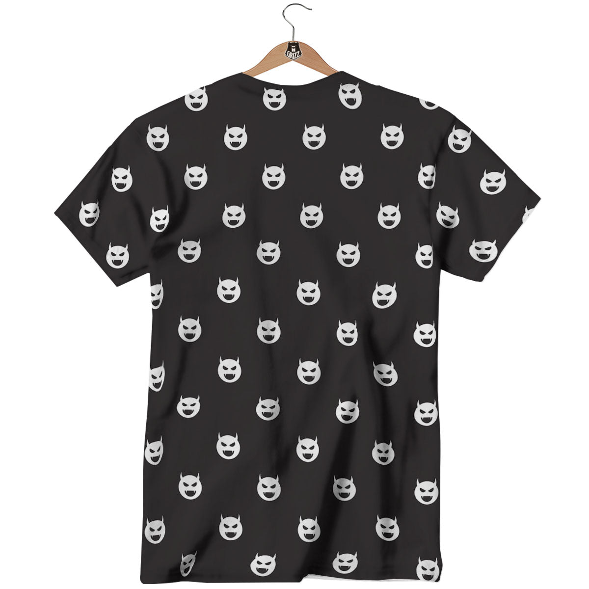 Emoji Devil Print Pattern T-Shirt-grizzshop