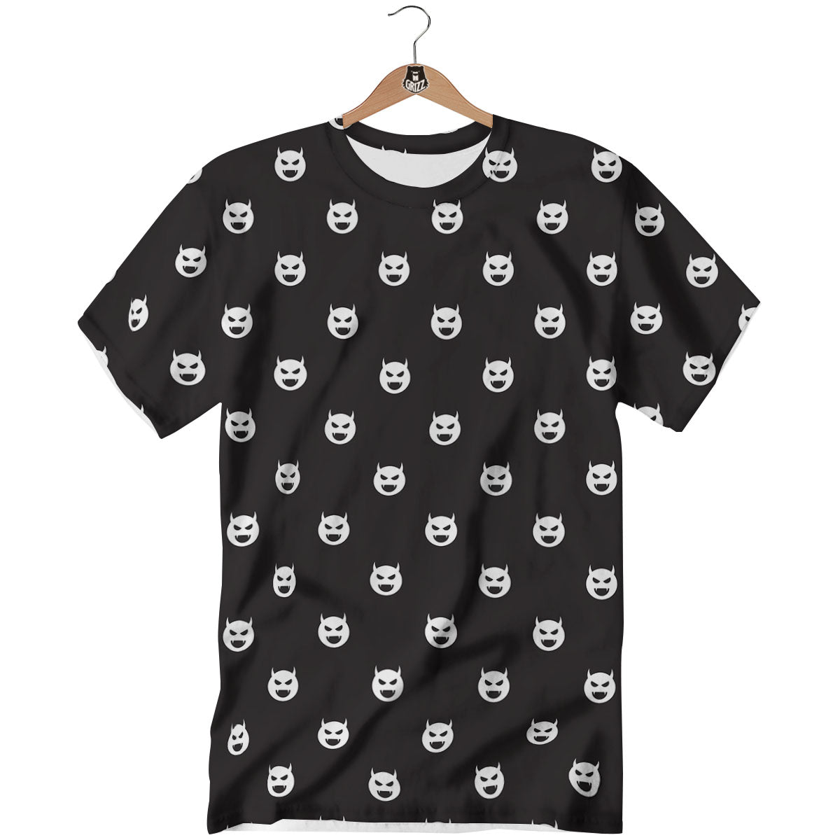 Emoji Devil Print Pattern T-Shirt-grizzshop