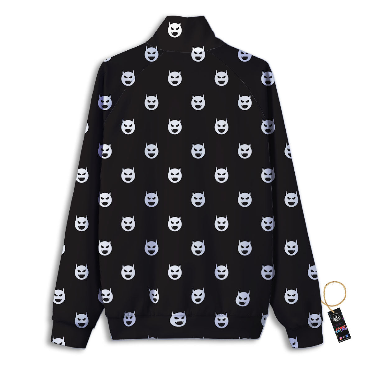 Emoji Devil Print Pattern Track Jacket-grizzshop