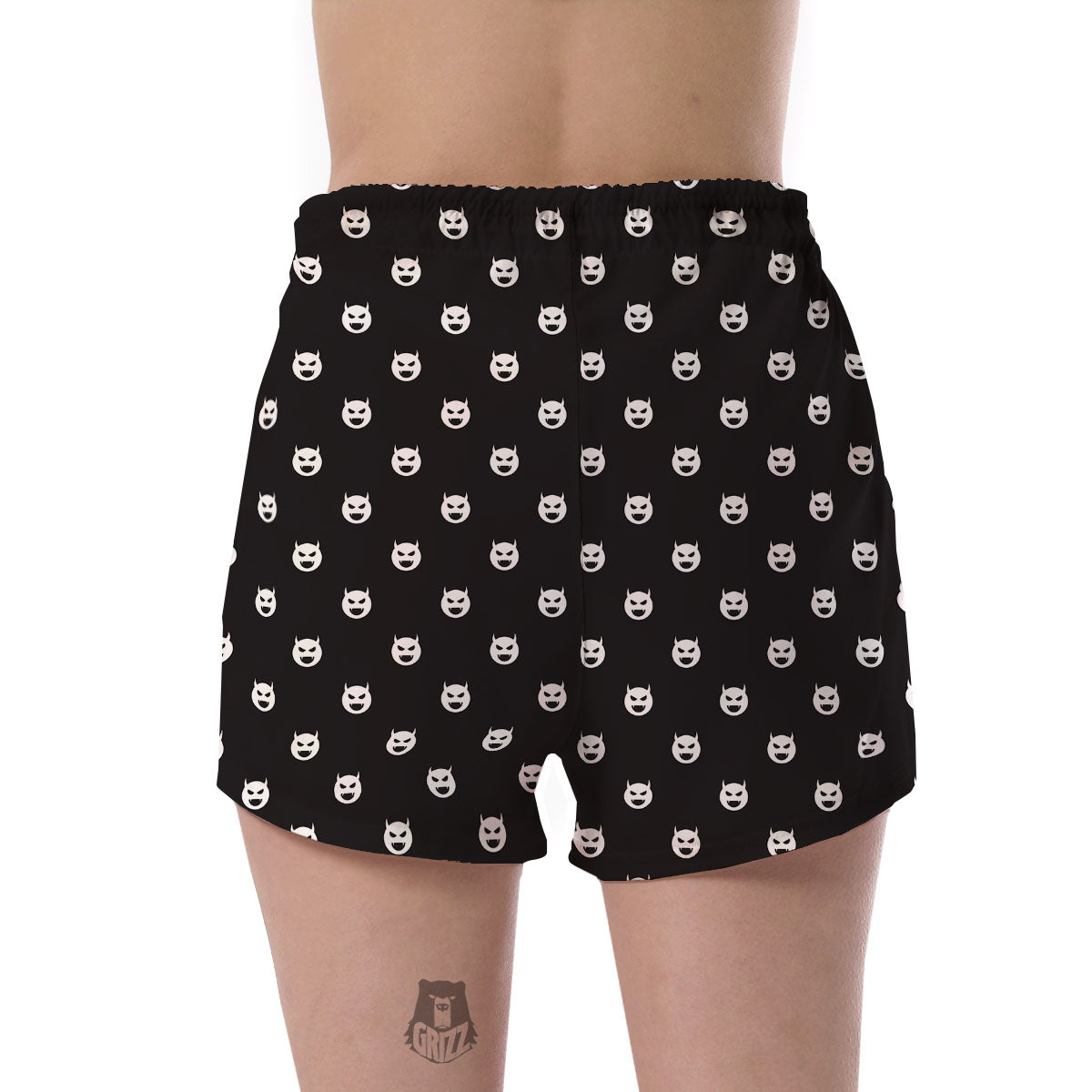 Emoji Devil Print Pattern Women's Shorts-grizzshop
