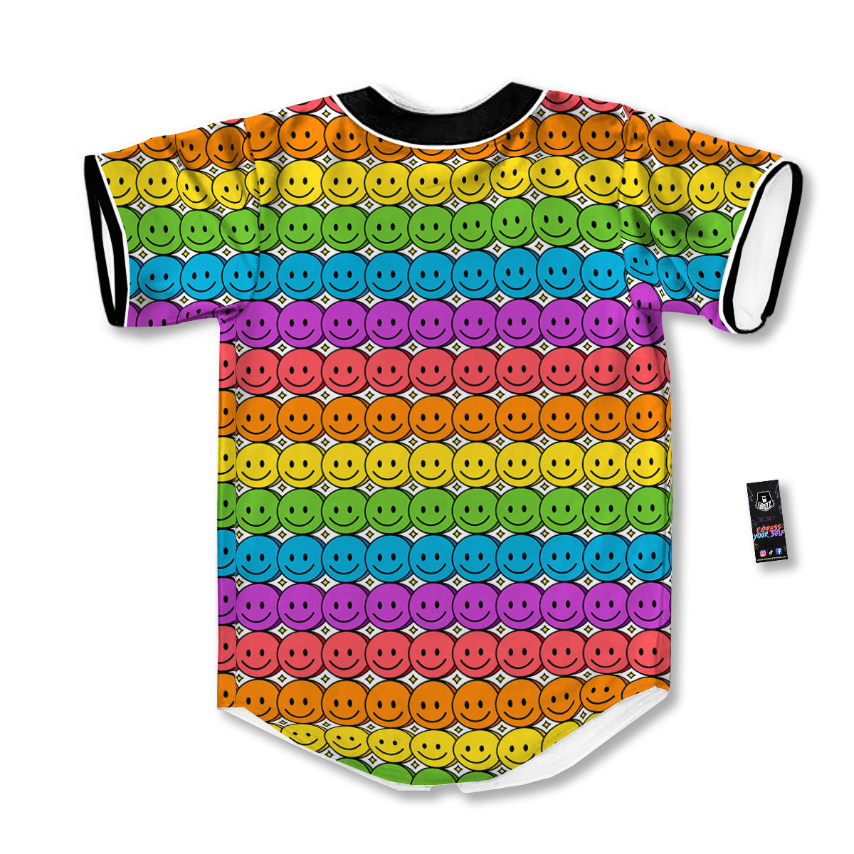Emoji Faces Colorful Print Pattern Baseball Jersey-grizzshop
