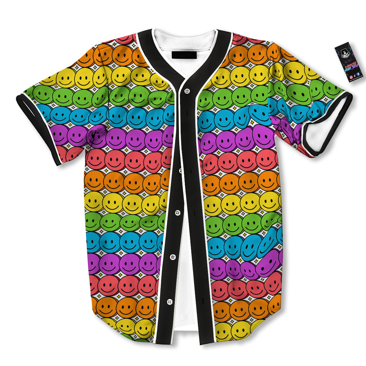 Emoji Faces Colorful Print Pattern Baseball Jersey-grizzshop