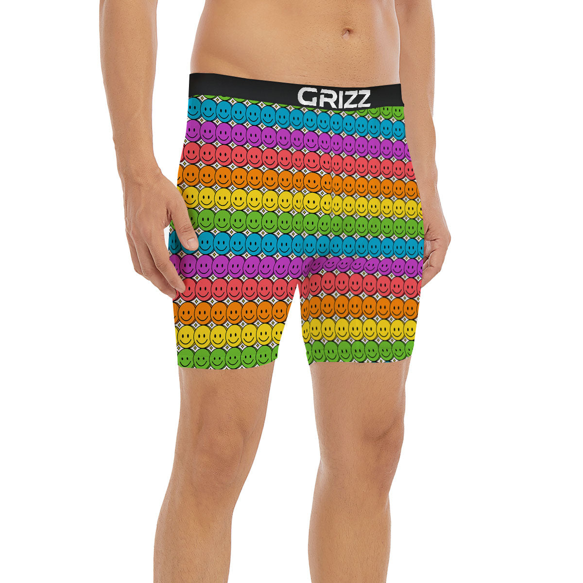 Emoji Faces Colorful Print Pattern Boxer Briefs-grizzshop