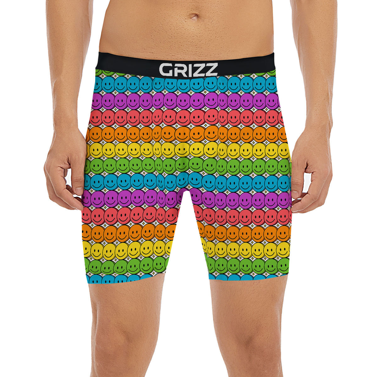 Emoji Faces Colorful Print Pattern Boxer Briefs-grizzshop