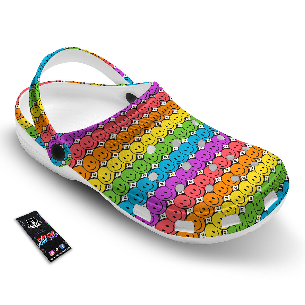 Emoji Faces Colorful Print Pattern Clog-grizzshop