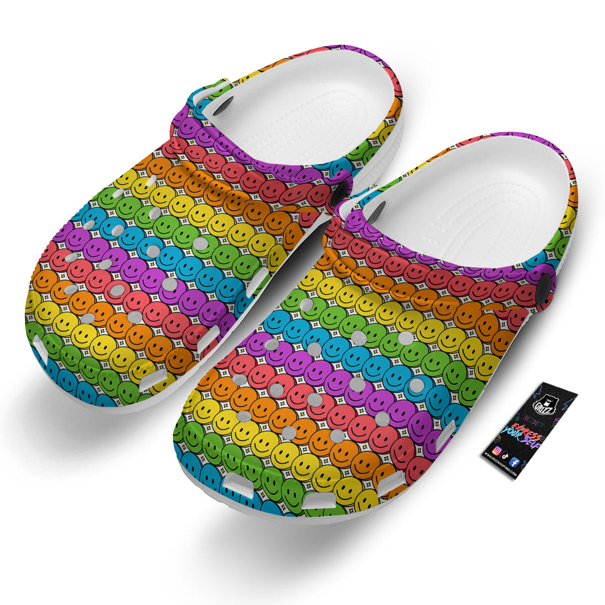 Emoji Faces Colorful Print Pattern Clog-grizzshop