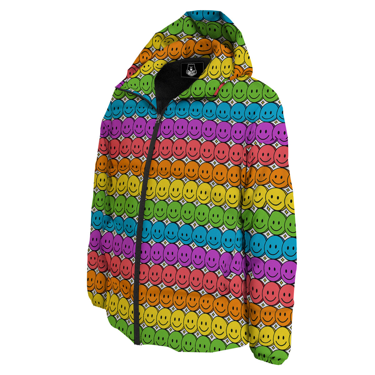 Emoji Faces Colorful Print Pattern Down Jacket-grizzshop