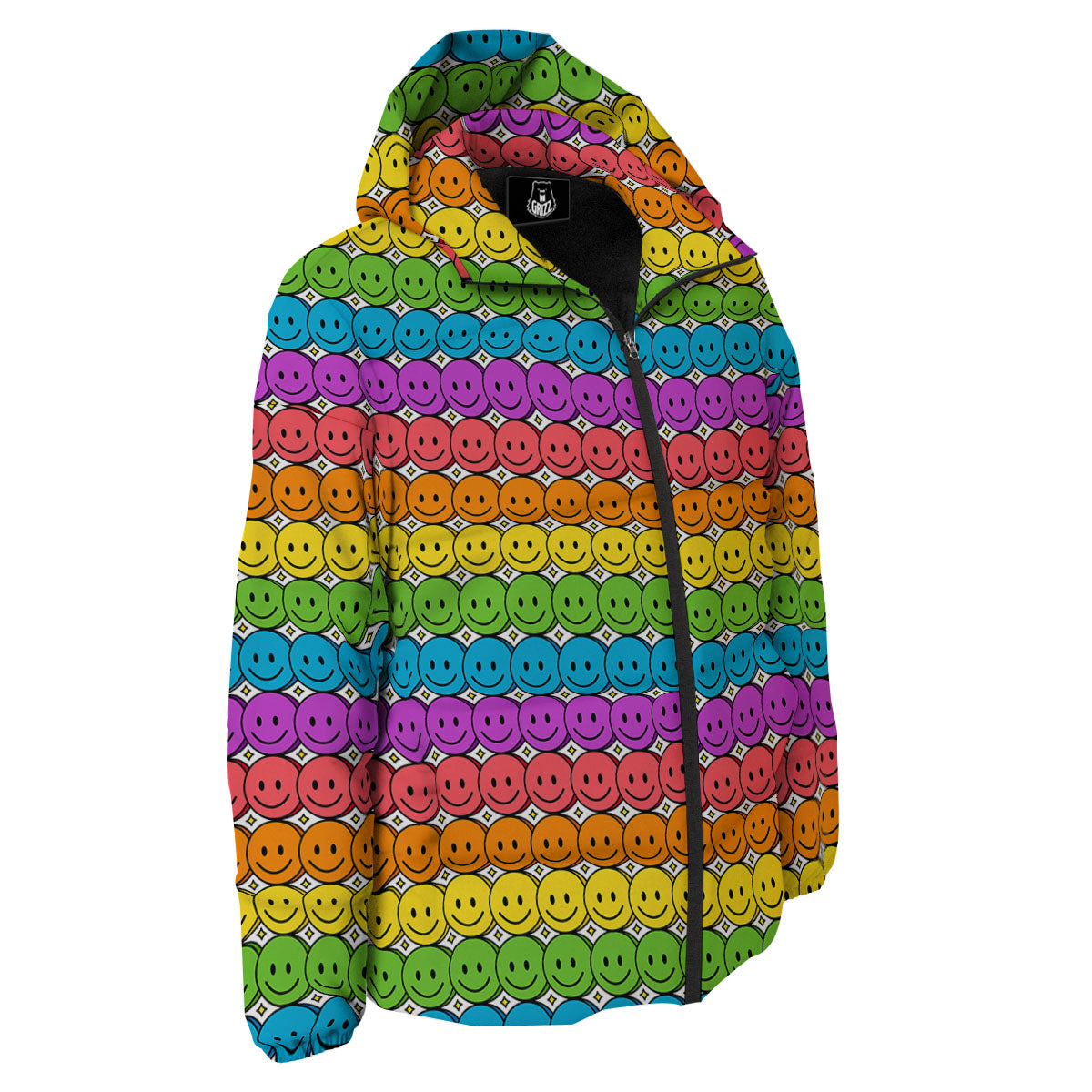 Emoji Faces Colorful Print Pattern Down Jacket-grizzshop