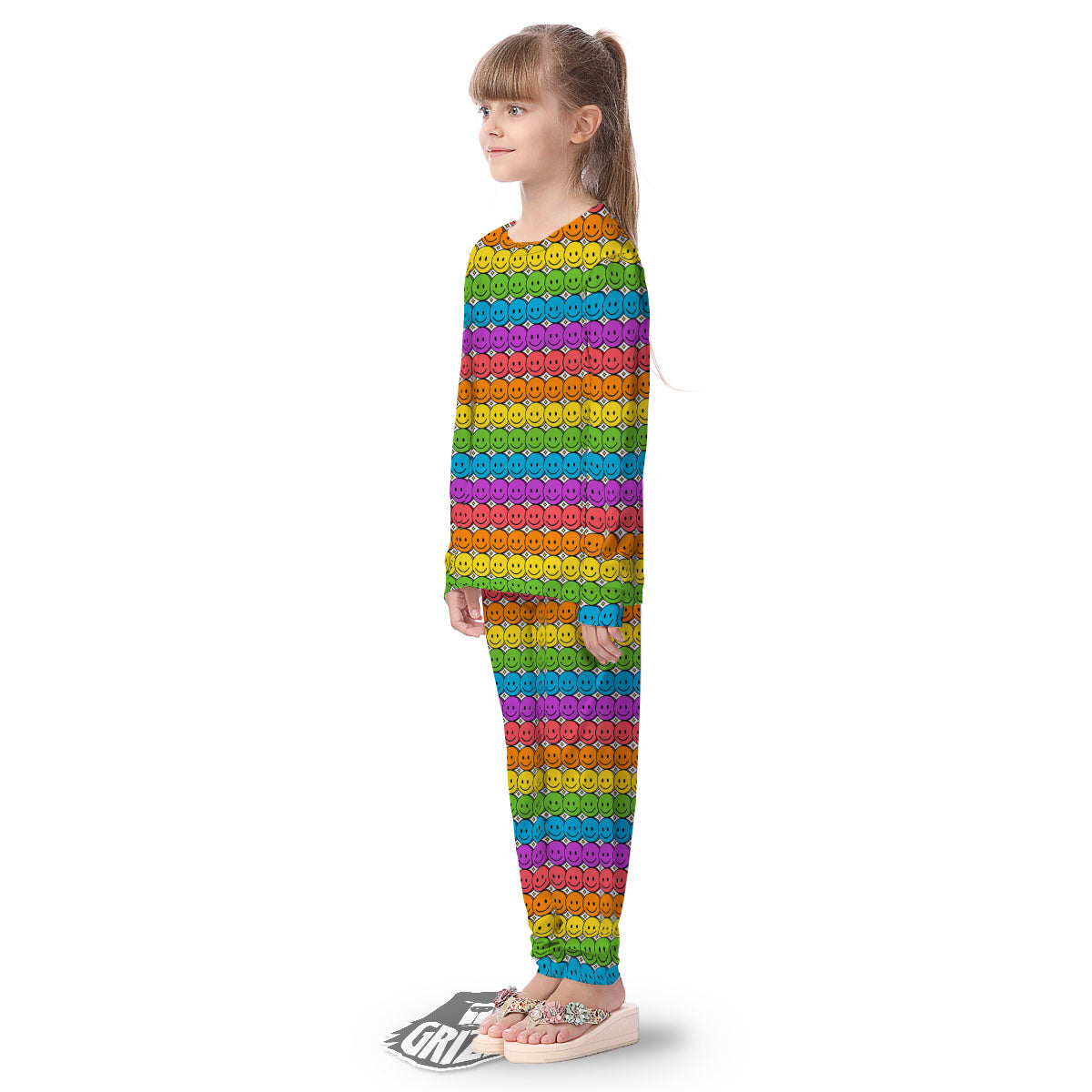 Emoji Faces Colorful Print Pattern Kid's Pajamas-grizzshop