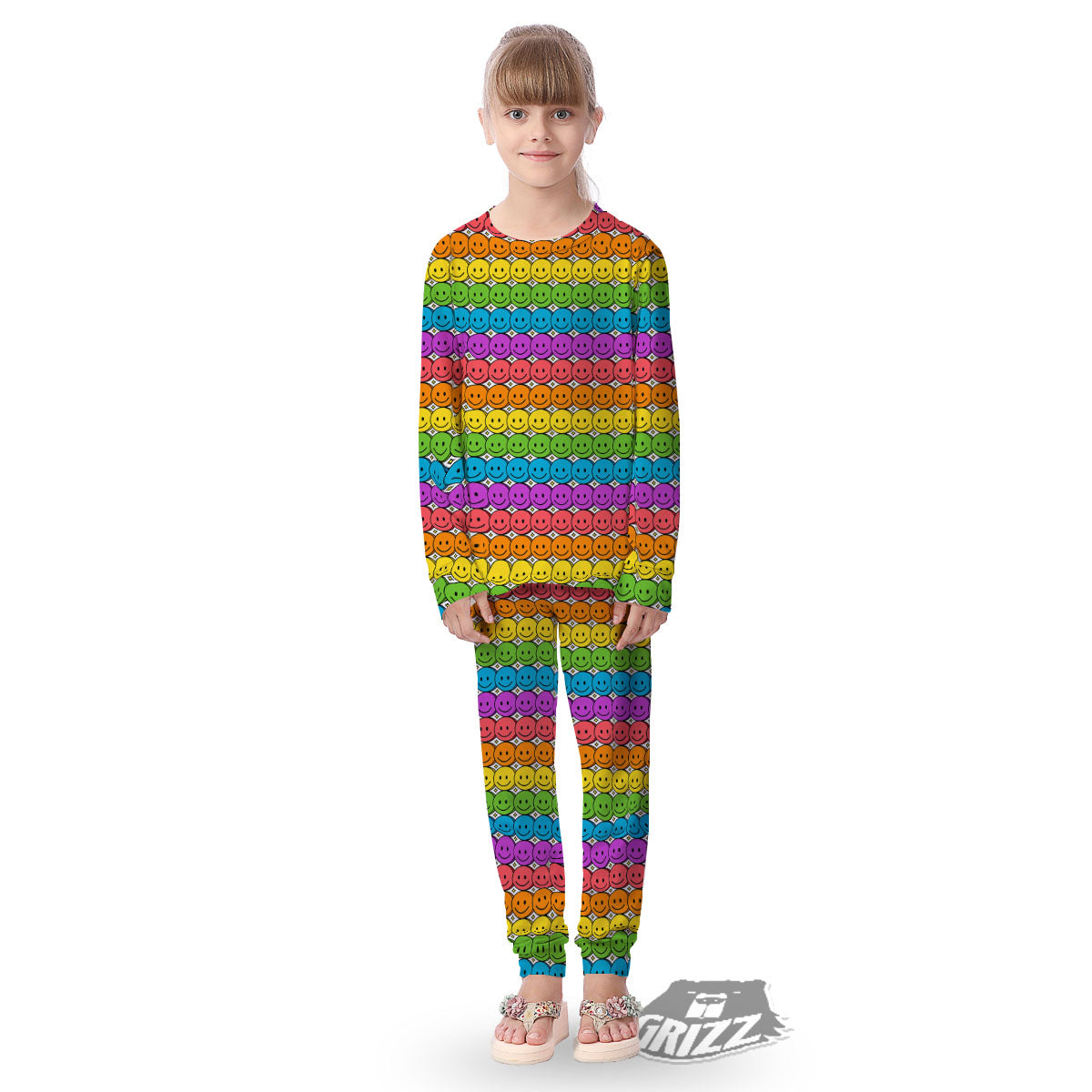 Emoji Faces Colorful Print Pattern Kid's Pajamas-grizzshop
