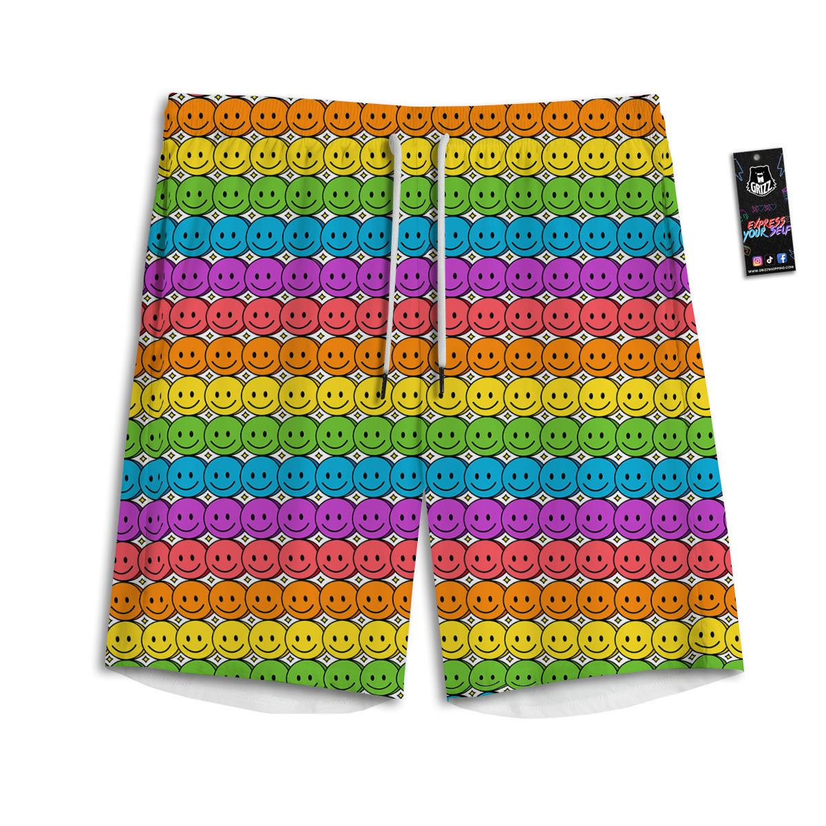 Emoji Faces Colorful Print Pattern Men's Athletic Shorts