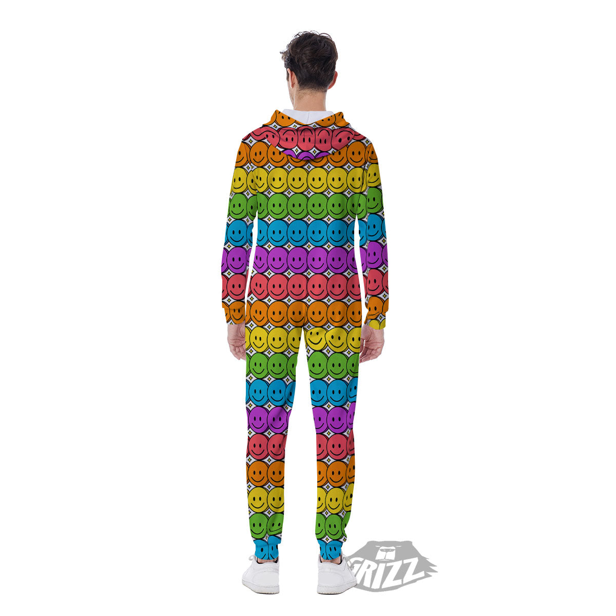 Emoji Faces Colorful Print Pattern Men's Jumpsuit-grizzshop