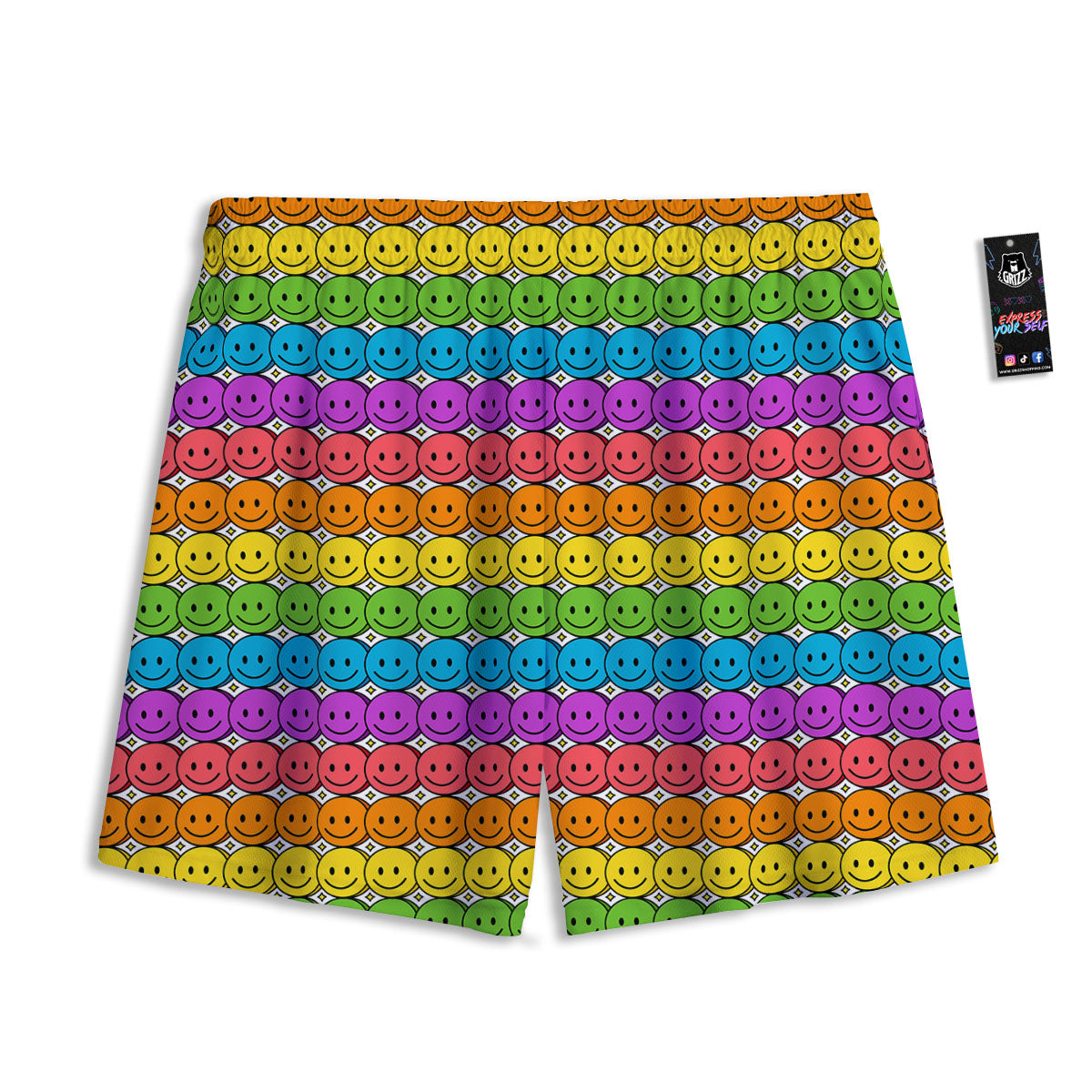 Floral Grey Daisy Print Pattern Mesh Shorts