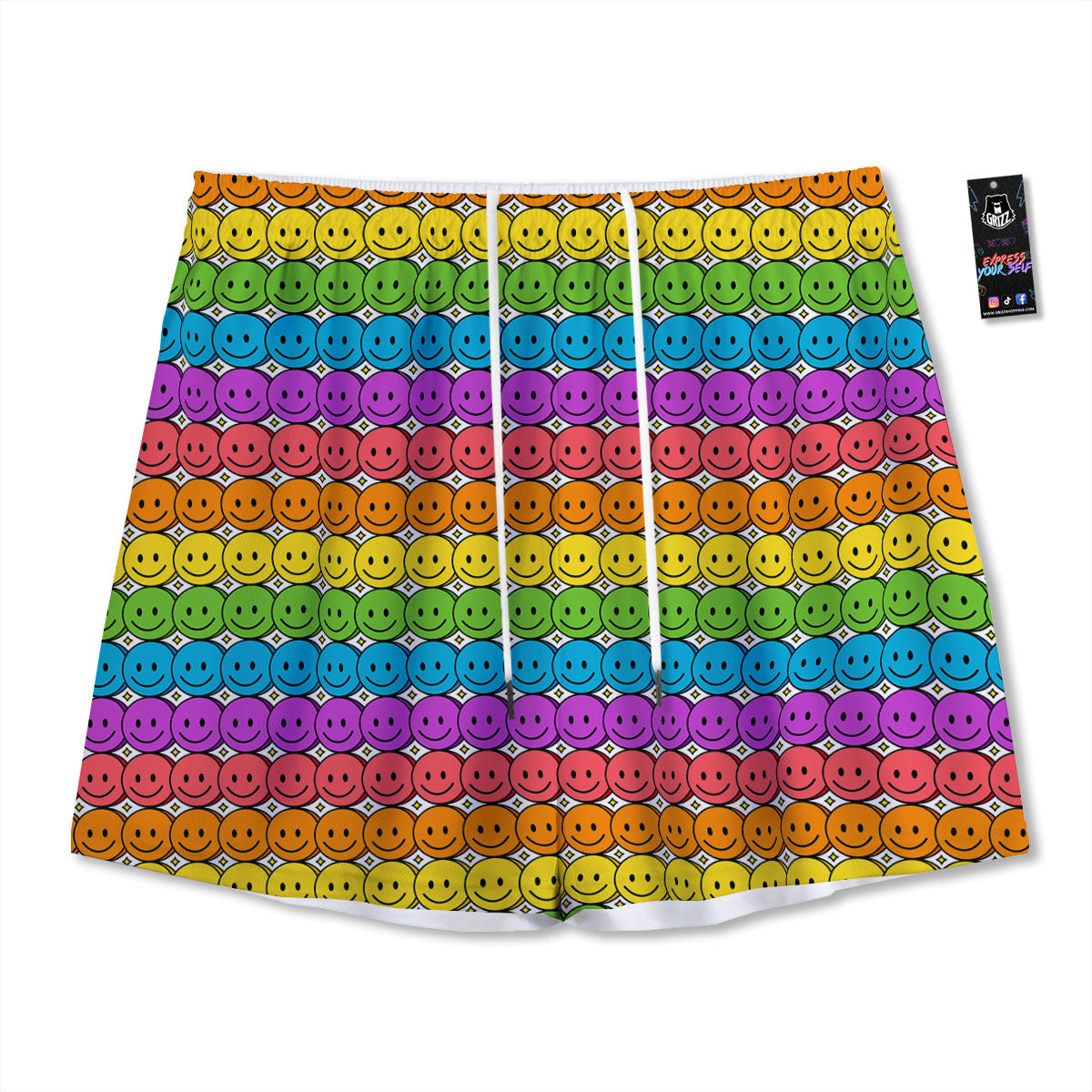 Floral Grey Daisy Print Pattern Mesh Shorts