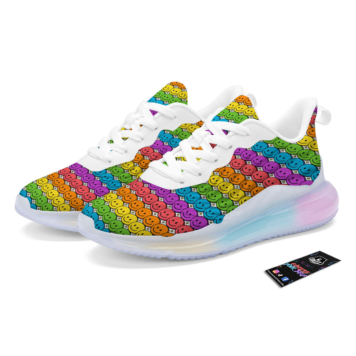 Emoji Faces Colorful Print Pattern Running Sneakers-grizzshop