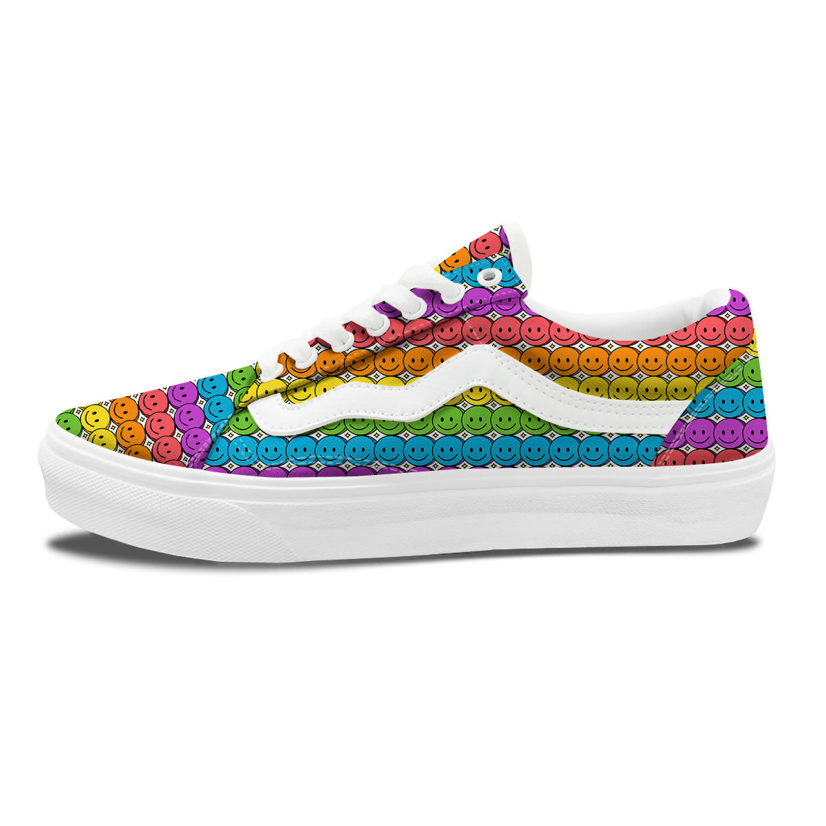 Emoji Faces Colorful Print Pattern Skate Shoes-grizzshop