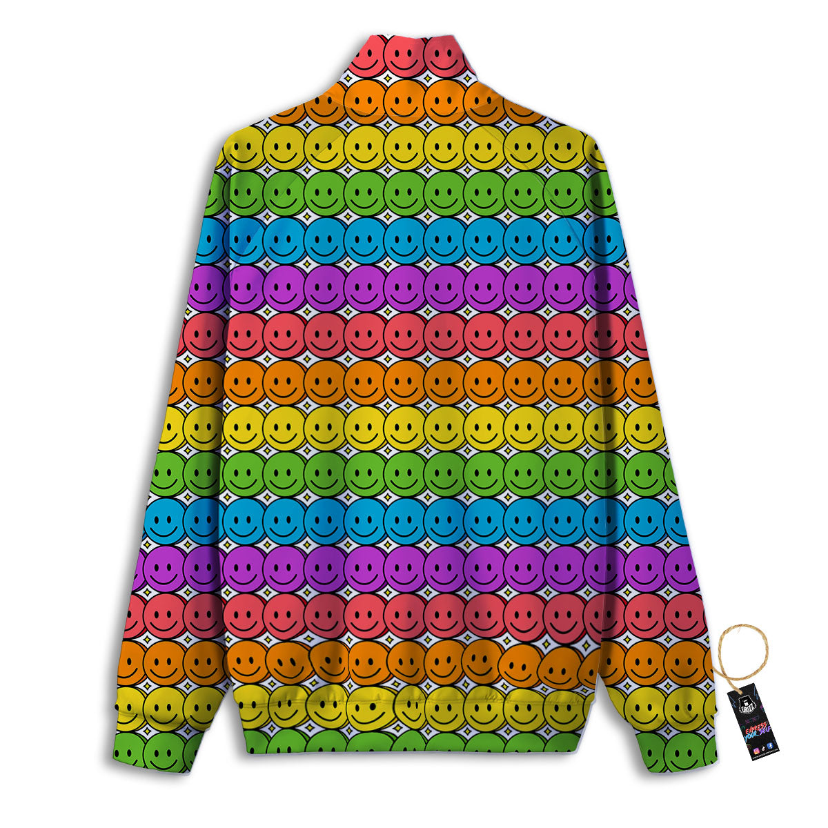 Emoji Faces Colorful Print Pattern Track Jacket-grizzshop