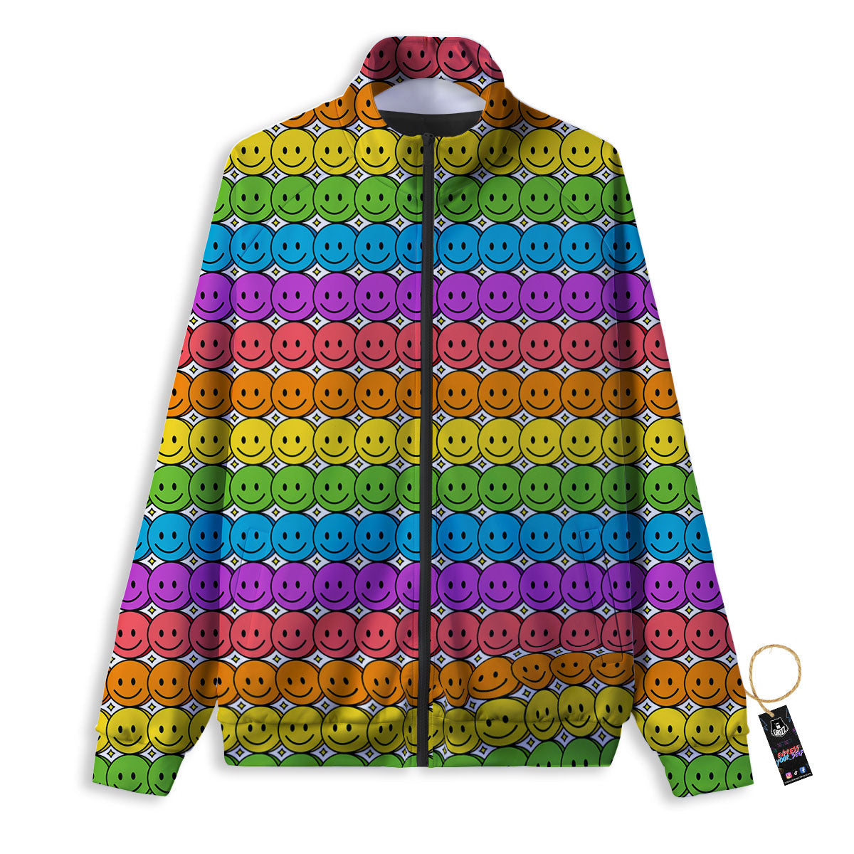 Emoji Faces Colorful Print Pattern Track Jacket-grizzshop