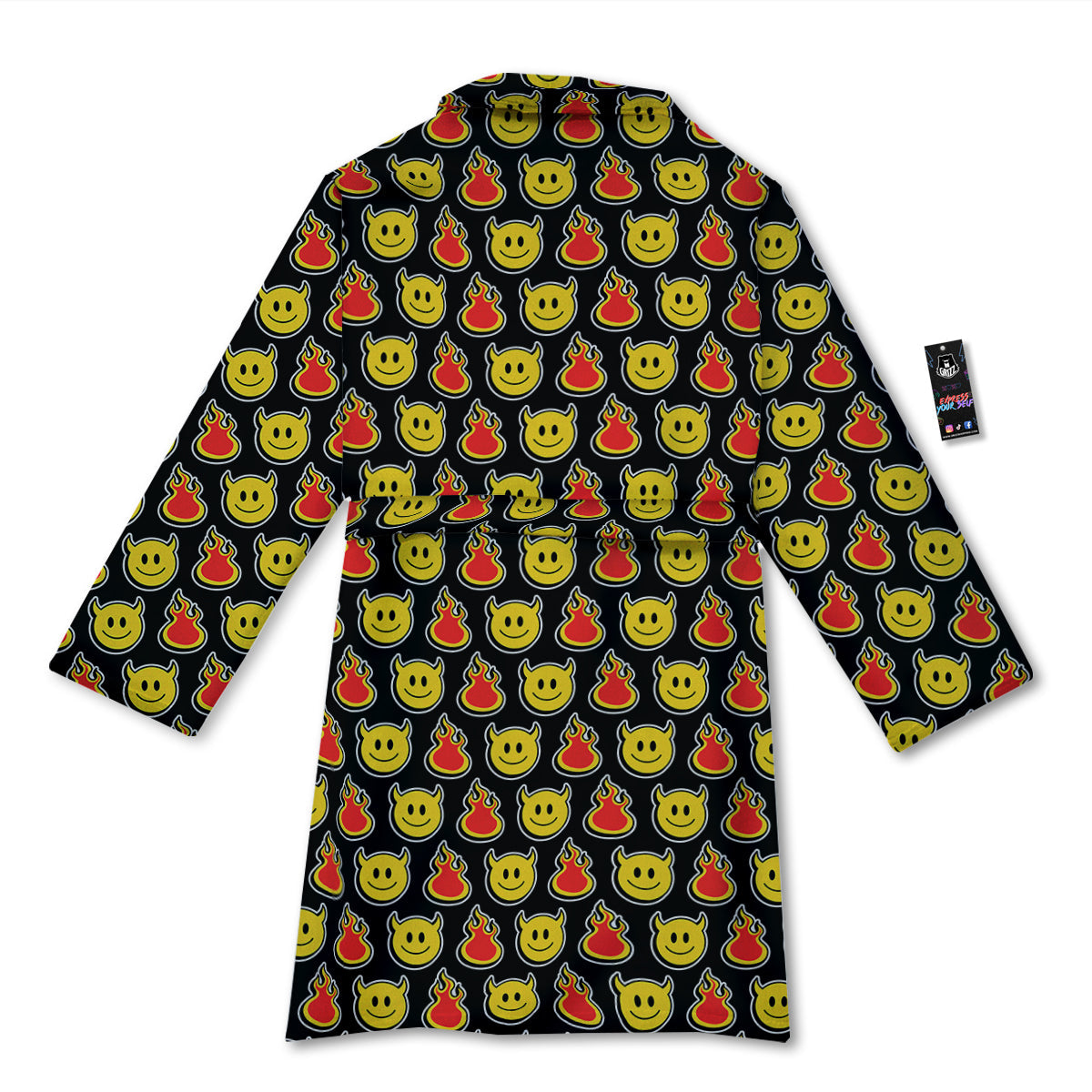 Emoji Fire And Devil Cute Print Pattern Bathrobe-grizzshop