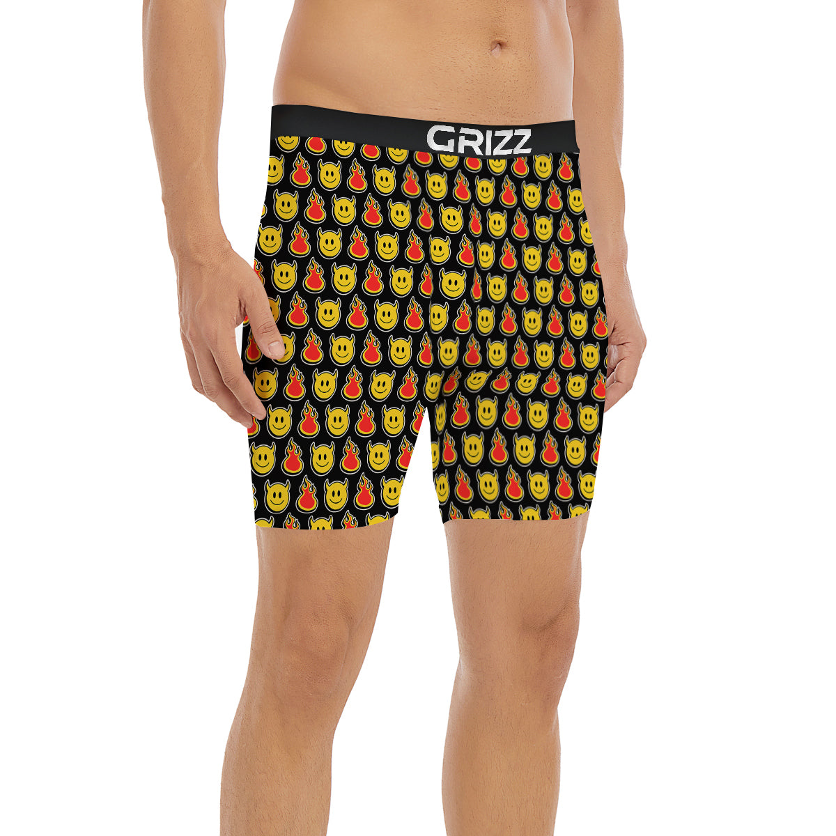 Emoji Fire And Devil Cute Print Pattern Boxer Briefs-grizzshop