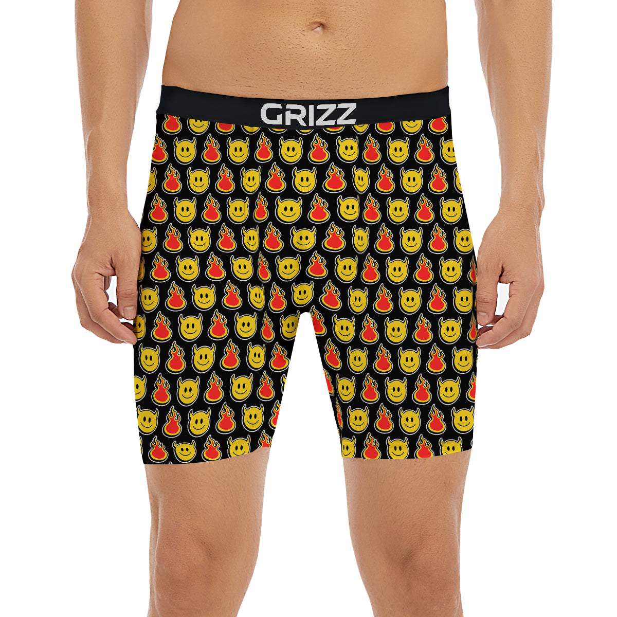 Emoji Fire And Devil Cute Print Pattern Boxer Briefs-grizzshop