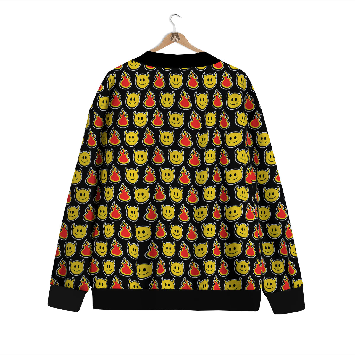 Emoji Fire And Devil Cute Print Pattern Cardigan-grizzshop